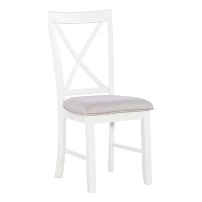 Juego de 2 sillas laterales de comedor tapizadas Linon Jane X-Back en madera blanca vainilla Foto 1 de 4