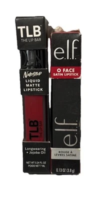 e.l.f. O FACE Satin Lipstick, No Regrets, 0.13oz + TLB Bawse Lady Matte Red - Image 1 of 4