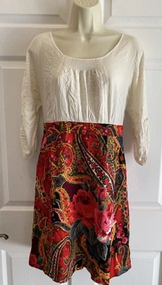 Vestido Floral EDME & ESYLLTE Anthropologie Easy As Pie Crema y Pana Talla 4 Foto 1 de 4