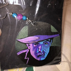 Strumpf Füller Weihnachtsschmuck Holz handbemalt Zellstoff Kunst Stil Comics - Bild 1 von 8