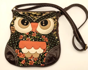 Owl Patchwork Cross Body Shoulder Bag 10x9 with Adjustable Strap - Picture 1 of 8