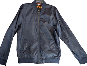Carbon Herren Bomberjacke Medium Navy Blau Leicht Freizeit Full Zip Verschluss - Bild 1 von 8