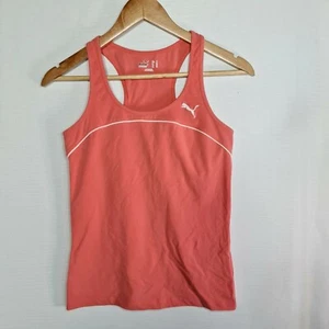Puma Size S Pink Stretch Built-In Elastic Bra Cotton Blend Razerback Tank Top - Picture 1 of 9