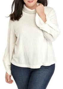 The Limited Plus Size Marshmallow White Ribbed Hacci Pullover Rollkragenpullover - Bild 1 von 3