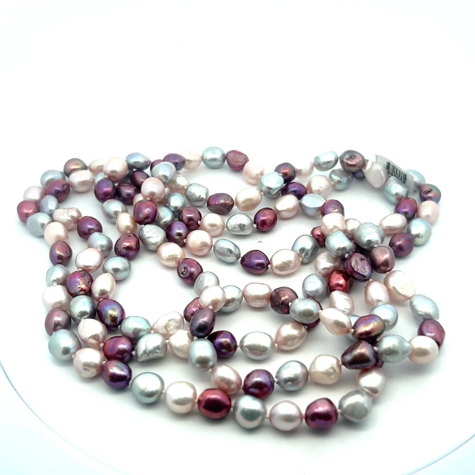 Nwot 8-10mm Barroco Rosa Teñido "Sorbete" Original Agua Dulce Perla 163cm Collar - Imagen 1 de 4