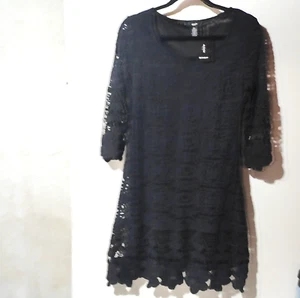 NWT Alfani Black Floral Lace Midi Dress Petite M 3/4 Sleeve Stretchy Witchy Goth - Picture 1 of 18