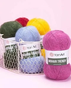 Mohair Knitting Yarn 100g,Aran, Yarnart Mohair Trendy, 50% mohair, 50% acrylic - Picture 1 of 48