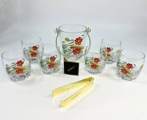 Vintage Italian Linea Decor Handcrafted Ice Bucket & Set of 6 Whiskey Glasses - Picture 1 of 11