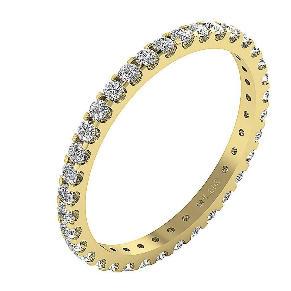 Eternity Stackable Wedding Ring I1 G 0.60 Ct Round Cut Diamond 14K Yellow Gold - Image 1 of 4
