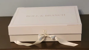 Boll & Branch Empty Sheet Box w/Drawstring Protective Bag,Ribbon&Tissue Paper DJ - Picture 1 of 5