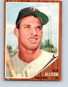 VINTAGE BASEBALL CARD TOPPS 1962 MINNESOTA TWINS BOB ALLISON NO178 - Picture 1 of 2