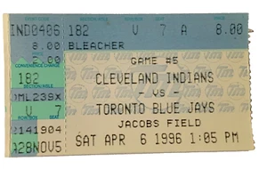 Boleto de béisbol AL Cleveland Indians 1996 Jacobs Field Toronto Blue Jays - Imagen 1 de 4