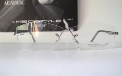 Neostyle Germany 57-18 130 Small Silver Blue Modern Frames Eyeglass Mens Rimless - Image 1 of 4