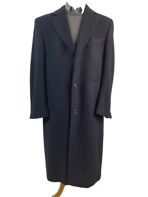 Vtg Chaps Ralph Lauren Mens Navy Blue Wool/Cashmere Blend Dress Coat 42L Perfect - Image 1 of 4