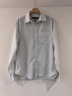 French Connection Light Shirt White Stripe Button Up Cotton Size Medium - Image 1 of 4