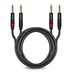 DREMAKE 3FT/1.0M Dual 1/4'' TS to Dual 1/4'' TS Stereo Instrument Patch Cable - Picture 1 of 6