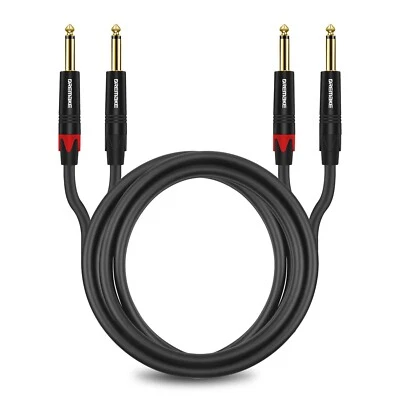 DREMAKE 3FT/1.0M Dual 1/4'' TS to Dual 1/4'' TS Stereo Instrument Patch Cable - Image 1 of 4