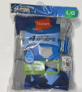 Hanes Boys Tagless Briefs Underwear Assorted Colors Large (14-16) 4 Pack New - Picture 1 of 3