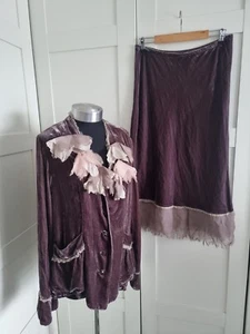Out Of Xile Velvet Skirt & Jacket Set Boho Hippy Artist Large UK 14 - Picture 1 of 7