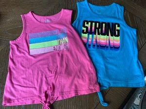 Lot of 2 Justice Tank Top Girls Size Small (7/8) Pullover Front Tie Knot - Picture 1 of 4
