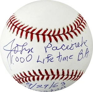 John Paciorek Signed ML Baseball 1,000 Lifetime B.A. & Game Stats TRISTAR - Picture 1 of 3