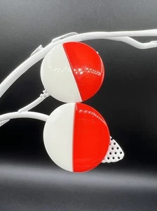 Vintage Western Germany Acrylic Red/White Clip On Earrings - Picture 1 of 4