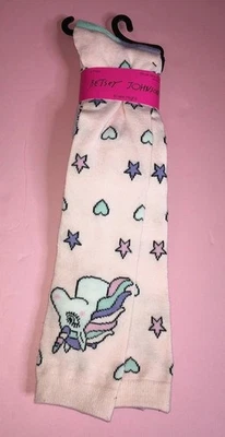 BETSEY JOHNSON HEARTS 🩷 UNICORNIOS PAQUETE DE 3 CALCETINES DE RODILLA PARA MUJER NUEVOS CON ETIQUETAS 5-10 Foto 1 de 4