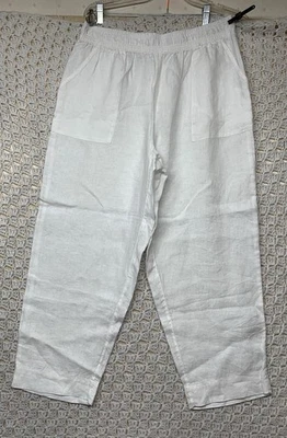 Pantalones Sigrid Olsen 100 % lino para mujer talla L blancos sin cordón elástico elástico Foto 1 de 4