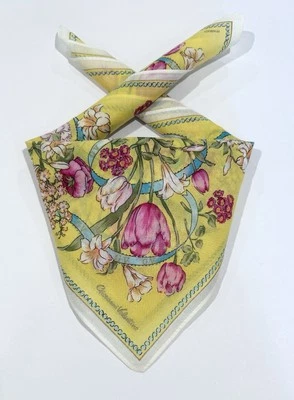 PAÑUELO MUJER FLORAL Amarillo Tulipán Naturaleza Bandana Valentino ALGODÓN CUADRADO 16” Foto 1 de 4
