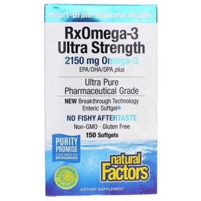 Natural Factors RxOmega-3 Ultra Fuerza 2150 mg Omega-3 150 cápsulas blandas epa dha dpa Foto 1 de 4