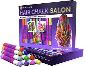 Desire Deluxe Hair Chalk for Girls Makeup Kit of 10 Temporary Colour Pens Gift - Picture 1 of 7