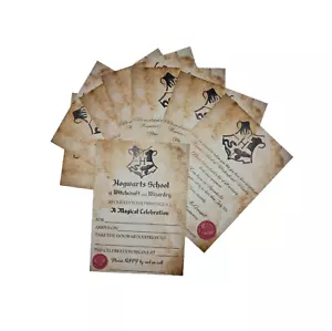 Harry Potter PARTY INVITATIONS Hogwarts Acceptance Letter double sided FREE book - Picture 1 of 8