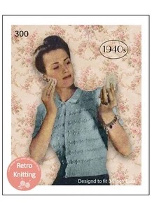 Knitting Pattern for a 1940s Wartime Cardigan Sweater Bust 34 - Picture 1 of 2