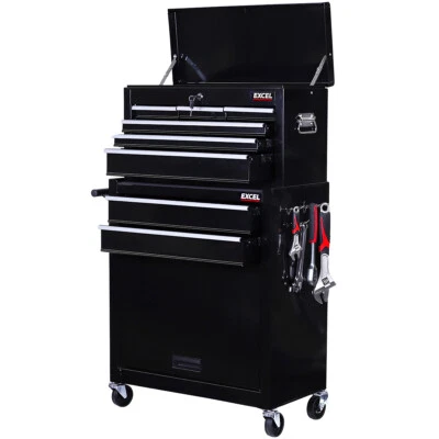 Tool Chest Large Toolbox Top Roller Cabinet Box with Ball Bearing Slides Black - Image 1 of 4