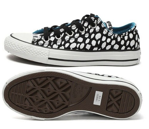 Plimsolls donna ragazza Converse stampa animale bianco nero in scatola 140922C