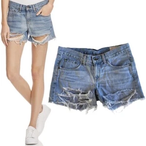 Rag & Bone Jean Shorts Womens Distressed Raw Edge Light Wash Denim 26 Festival - Picture 1 of 9