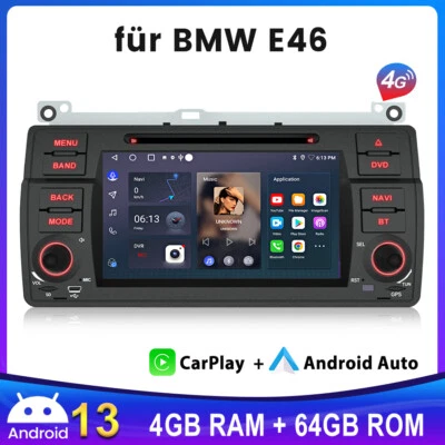 DVD CD Für BMW E46 3er 318 320 325 M3 Carplay Autoradio Android 13 GPS Nav 4+64G - Bild 1 von 4