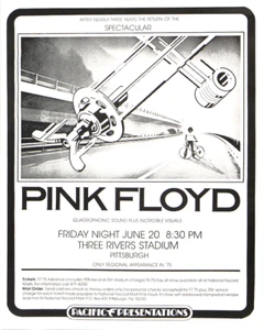 PINK FLOYD 1975 WISH YOU WERE HERE TOUR 1st PRINTING THREE RIVERS POSTER - Picture 1 of 1