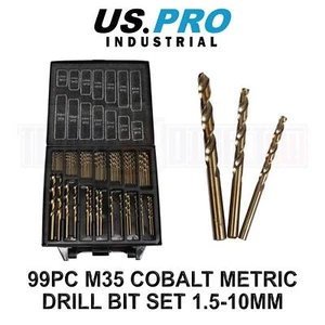 US PRO INDUSTRIAL 99PC M35 Kobalt Metrisch Bohrer Bit Set 1,5 - 10mm 7086 - Bild 1 von 4