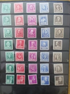 US Scott 859-893 old 1c-10c Famous Americans complete set M/H/OG/VF - Picture 1 of 5