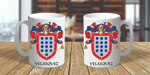 HERALDRY COAT OF ARMS ~ VELASQUEZ FAMILY CREST ~ CERAMIC MUG 11oz. - Picture 1 of 1