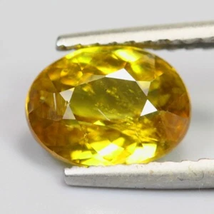2.43 CTS NATURAL GOOD FIRE APPLE GREEN SPHENE/TITANITE OVAL SHAPE LOOSE GEMSTONE - Picture 1 of 3