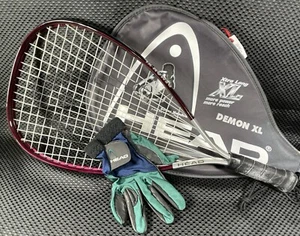 Racquetball Racquet HEAD DEMON XL 3 5/8 Grip w/Case & R/H Glove by Head IN5512 - Imagen 1 de 11
