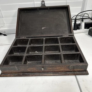 Antike Holz Geschirr Gewürzdose Original Alt Handarbeit 14”B 9,5”T 3,25”T - Bild 1 von 8