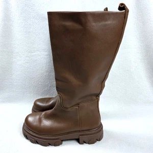 Botas de Cuero Steve Madden Priority Talla 9.5 Marrón Punta Redonda Suela Gruesa Pull On - Imagen 1 de 14