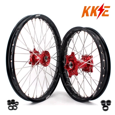 Ruedas CNC KKE 21/18 HONDA CRF250R 2014-2025 CRF450R CRF450RL 2021-2025 ROJO Foto 1 de 4