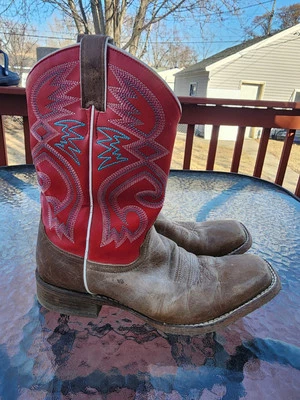 Womens Nocona Cowpoke Boots Size 11 B Brown Red Leather Cowgirl Western Boot - Image 1 of 4