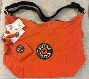 Borsa Tumi anni 90 nuova con etichetta Kipling arancione nylon Abbey Hobo Carla Monkey Hide Key Pouch - Foto 1 di 12