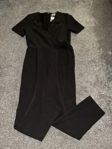 NWT Womens Oasis Jumpsuit, Size 10, Black, Belted, V-Neck, Stretch, Zip, (21) - Picture 1 of 4