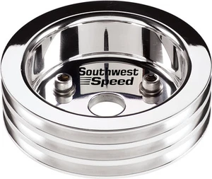NEW SWS SBC POLISHED BILLET CRANKSHAFT PULLEY,SHORT WATER PUMP,3 V-BELT GROOVES - Picture 1 of 1